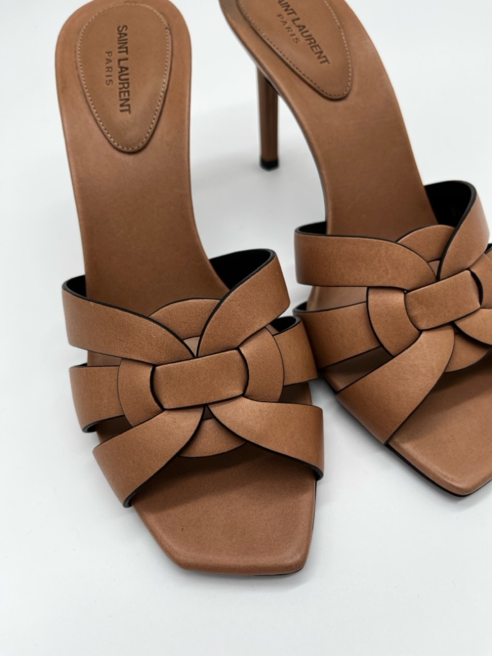 Saint Laurent Tribute 85 Mule Heels Woven Leather Brown - 37 (US 7) - Picture 5 of 11